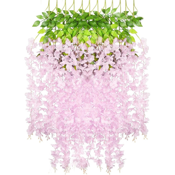 Flores Artificiales Wisteria Glicina Colgantes Deco X6 Unds