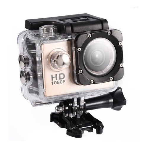 Camara Deportiva Hd Sumergible Hd1080p 30 Metros Color Dorado