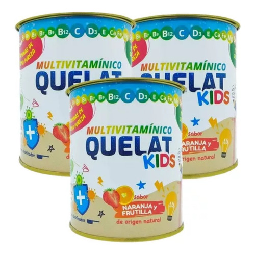 Combo X3 Quelat Kids Vitaminas 150 Gr Sabor Sin Sabor