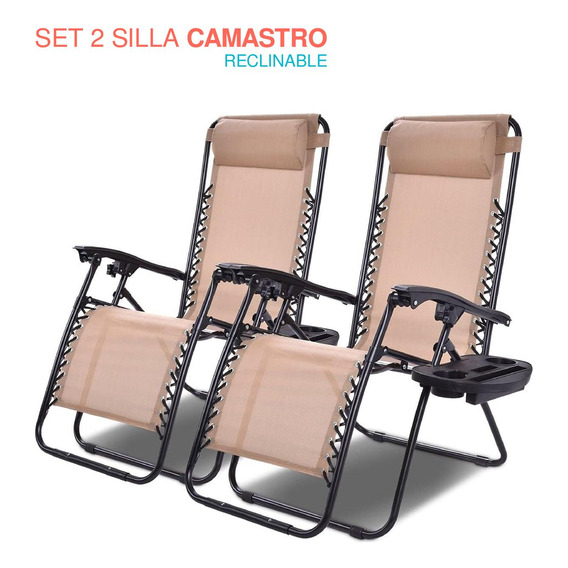 Set De 2 Sillas Tipo Camastro Plegable Tecnologia Gravedad C