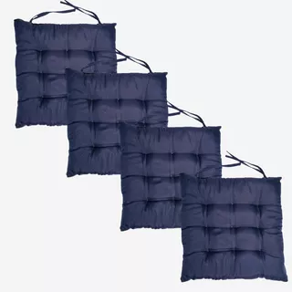 Kit 4 Assentos Almofadas Cadeira Banco Macia Bonita 40x40cm Cor Azul-marinho-4pc