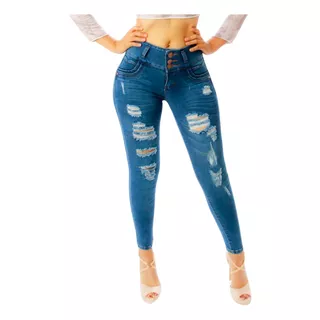 Jeans Rasgados Corte Colombiano Ultra Skinny Ref6389-01