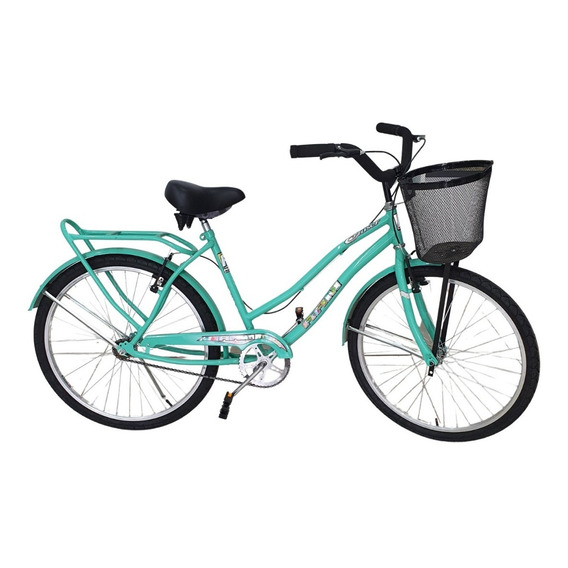 Bicicleta paseo femenina RAM Paseo R26 1v frenos v-brakes color verde agua con pie de apoyo  