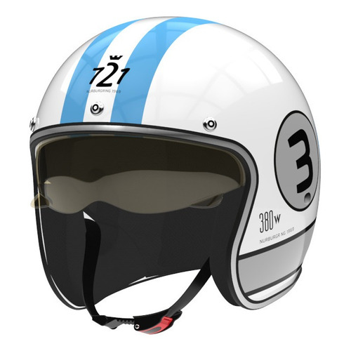 Casco para moto abierto Hawk 721  blanco brillante 380w talle M 