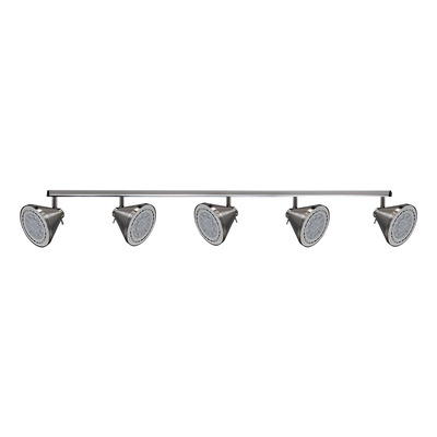 Riel 2 Metros 5 Spot Acero Conico Apto Led Ar111 Luz Desing