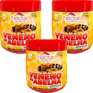  Kit 3 Gel Massageador Nectar Cosmeticos Veneno De Abelha 200