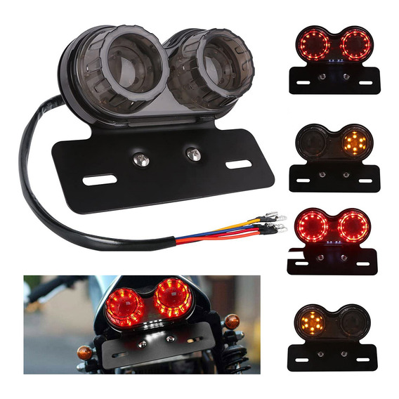 Stop Porta Placa Direccionale Led Moto Cafe Racer Bobber 12v