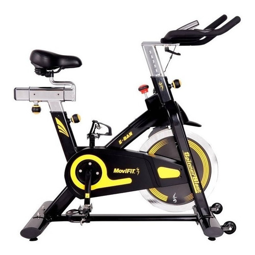 Bicicleta estática MoviFit E-BAN para spinning color negro y amarillo