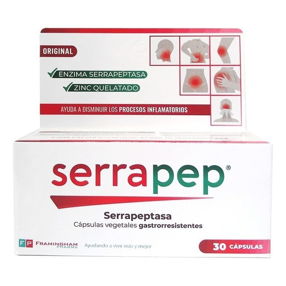 Serrapep Serrapeptasa Purificada 30 Cáps. Gastrorresistente Sabor Original