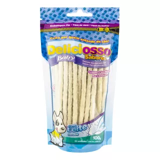 Palito Mastigável Fino Para Cães Leite Deliciosso Baby 100g 23 Unidades