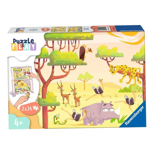 2 Rompecabezas Y Diorama Safari 24p Ravensburger Puzzle Play