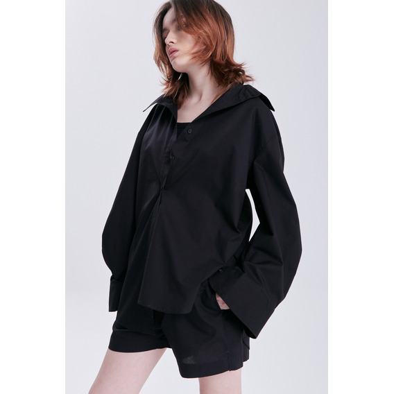 Camisa Top Chermix Camisa Over Klare Negro Para Mujer