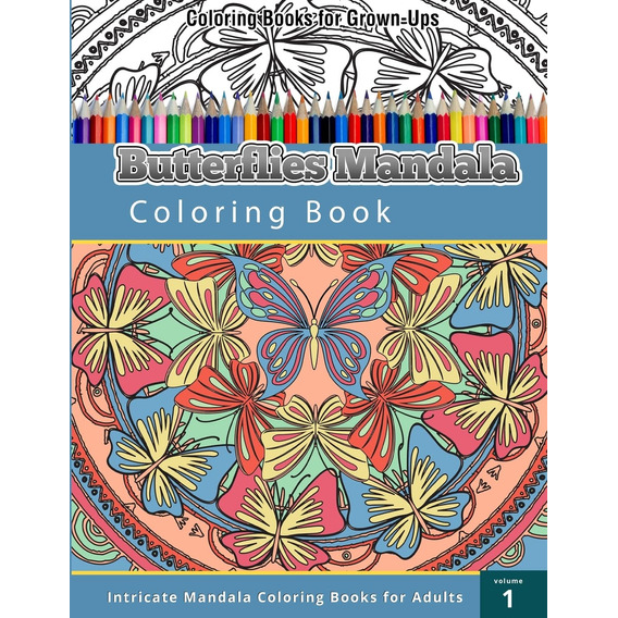 Libro De Colorear Para Adultos Con Mariposas Mandala Intrinc