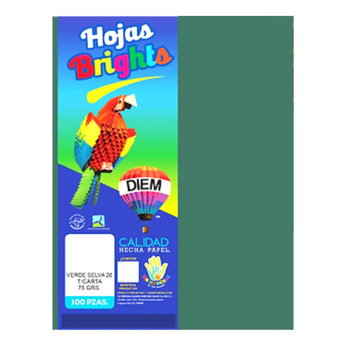 100 Hojas De Papel De Color Tamaño Carta Manualidades Color Verde Selva