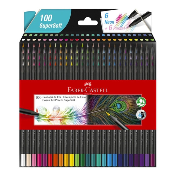 Set 100 Lápices Colores Faber Castell Ecolápices Supersoft