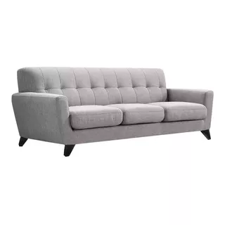 Sofá Dadaa Muebles Nordico De 3 Cuerpos Color Gris De Chenille Y Patas Color Negro De Madera