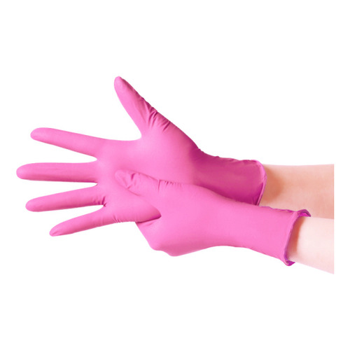 Guantes De Nitrilo Rosa Talle S