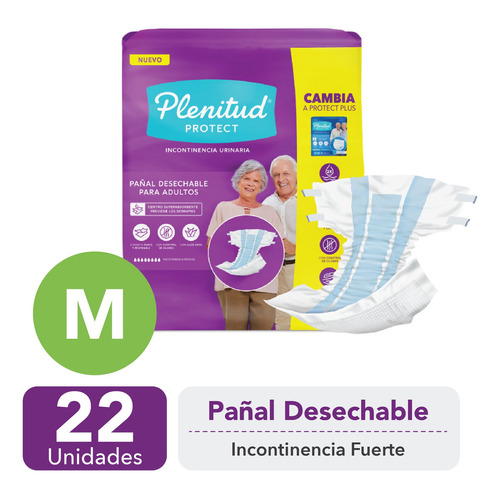 Pañales Desechables Plenitud Protect - 22 Un - Talla M