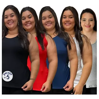 Kit 5 Blusinha Alça Feminina Plus Size Para Fofinha Gordinha