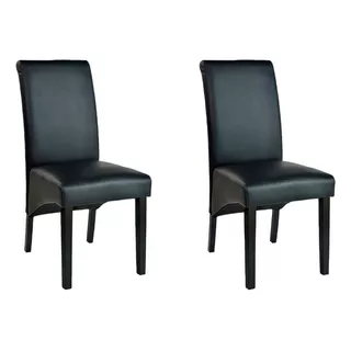 Silla De Comedor Tapizada Ecocuero Patas De Madera X 2 Uds.