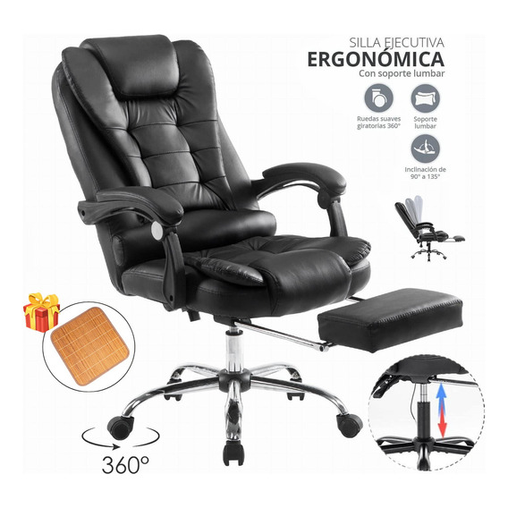 Silla Ejecutiva Reclinable Ergonomica Ajustable + Reposapiés