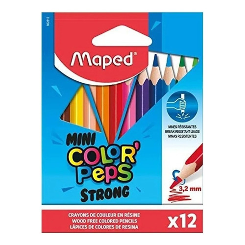 Lapices Maped Cortos X12 Colores Mini Strong 862812