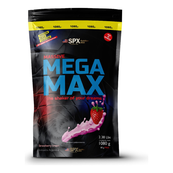 Spx Mega Max Super Concentrado Proteico Sabor Strawberry Cream Con Bcaa, Creatina Sachet 1080g