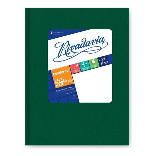 Cuaderno Rivadavia N1 16 X21 Forrado Verde 50 Hojas Rayadas