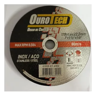 Disco Corte Fino 7x1/16 Aço/inox 100 Peças Ourotech