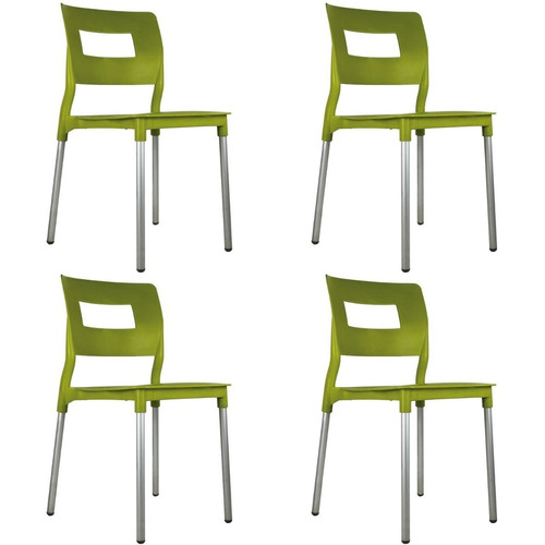 Set 4 Sillas Mundo In Valenia Multiusos Plástica Color de la estructura de la silla Metal Color del asiento Verde