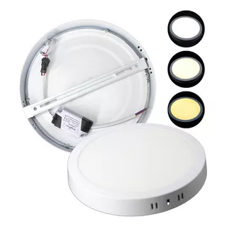 Lampara De Sobreponer Led De 12w Tres Tonos Completa Plafon Color Blanco