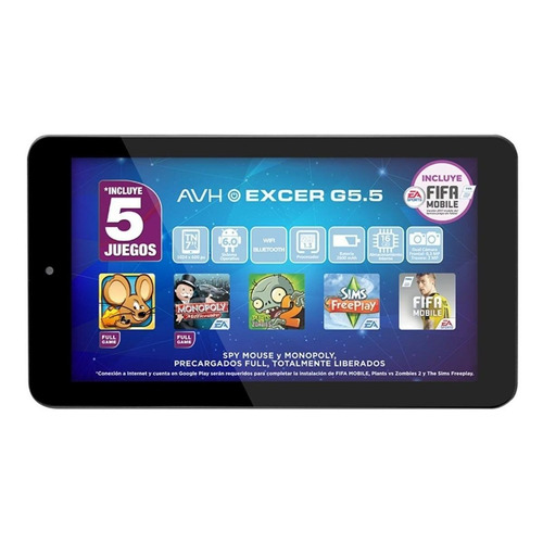 Tablet  AVH Excer G5.5 7" 16GB color negro y 1GB de memoria RAM