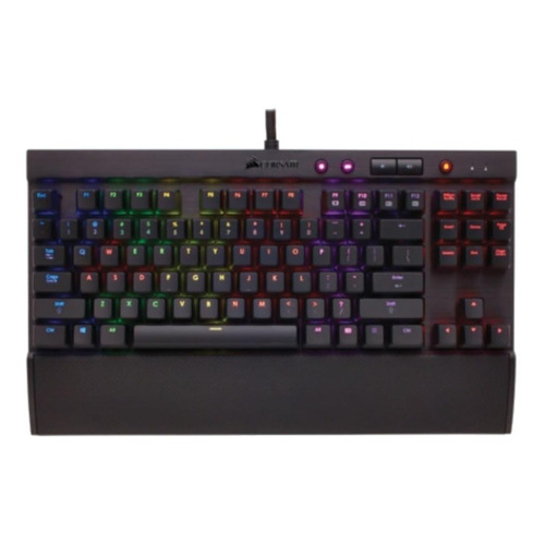 Teclado gamer Corsair K65 RGB QWERTY español color black con luz RGB
