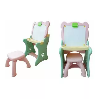 Mesa Infantil De Actividades Con Pizarrón Color Verde