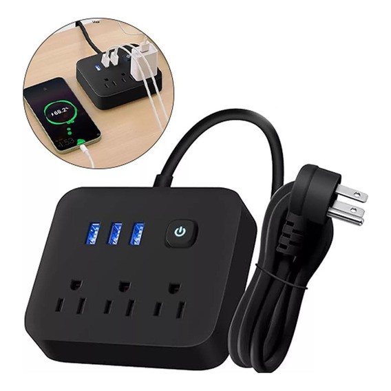 Regleta Con Puerto Usb Extensor De Enchufe Múltiple Portátil