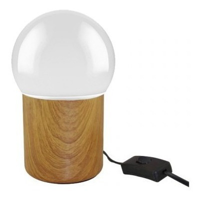 Velador De Mesa Deli Simil Madera Apto Led E27 Deco Cie