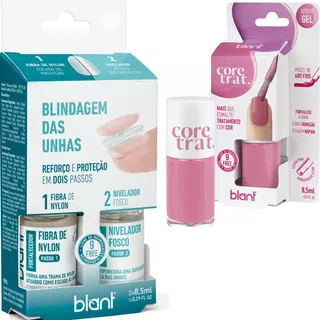 Kit Blindagem Das Unha Blant + Esmalte Tratamento Cor Rosa -