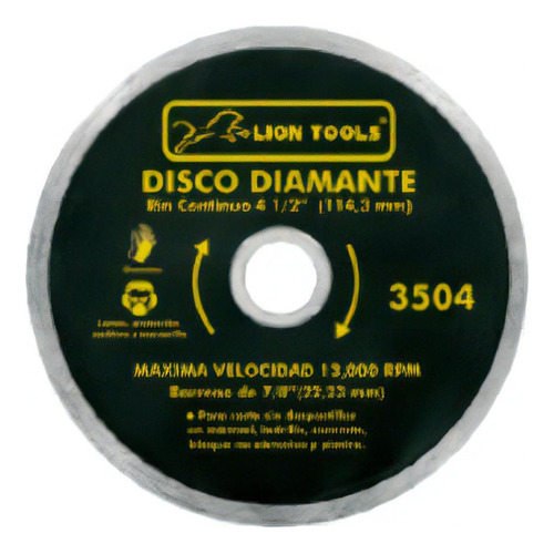 Disco Diamante Rin Continuo 4 1/2 Lion Tools 3504 Calidad