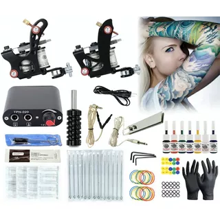 Kit De Tatuaje Profesional+ Máquina Bobina Semi Y Accesorios