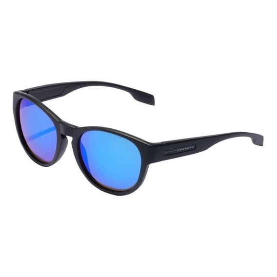 Gafas de sol Hawkers Lifestyle Neive One size, diseño Sky con marco de nailon tr90 color negro mate, lente azul de copoliéster tr18 espejada, varilla negra mate de nailon tr90