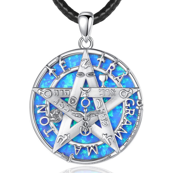 Eudora Collar De Plata De Ley Con Ópalo Azul Tetragramatón P