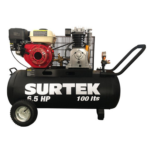 Compresor De Aire Eléctrico A Gasolina 100 Lt 6.5 Hp Surtek Color Negro