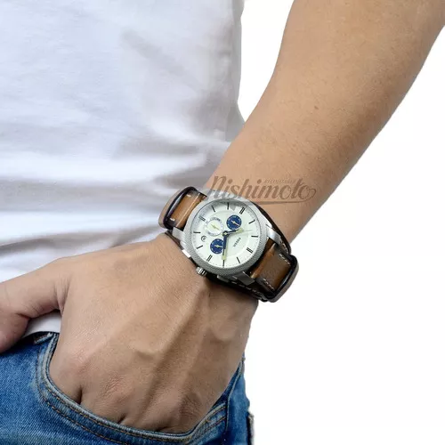 Reloj para hombre Fossil Machine FS5922/0kn: cuero marrón, color bisel,  plata, color de fondo: blanco | MercadoLibre