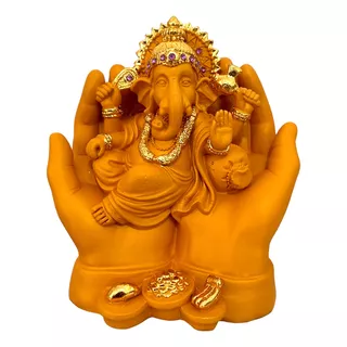 Estátua Ganesha Hindu Resina Prosperidade Sorte Sabedoria