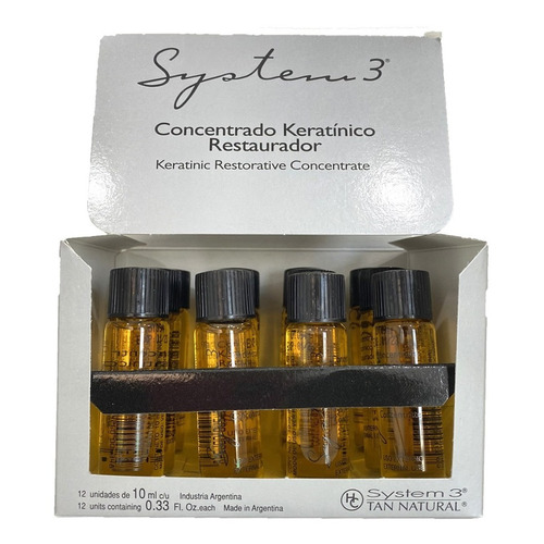 System-3 Caja De Ampollas 12x10ml Keratinico Color De Cabello Fragancia Del Tratamiento Natural