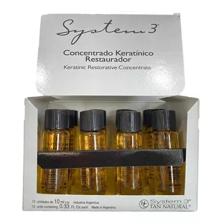 System-3 Caja De Ampollas 12x10ml Keratinico Color De Cabello Fragancia Del Tratamiento Natural