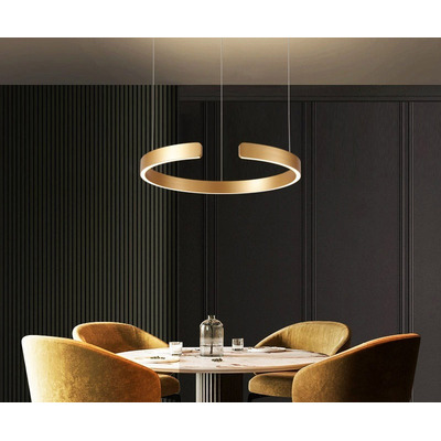 Colgante Led Toluca Simple Dorado 50w Aluminio Moderno