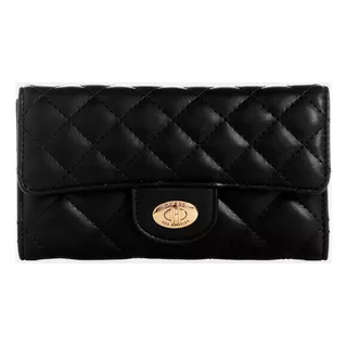 Billetera Guess Hollow Slim Clutch Acolchado Negro