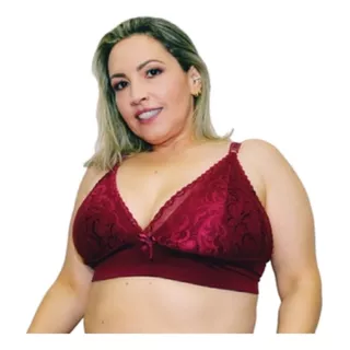 Kit 3 Sutiã Plus Size- Sem Bojo - Reforçado Detalhe Renda