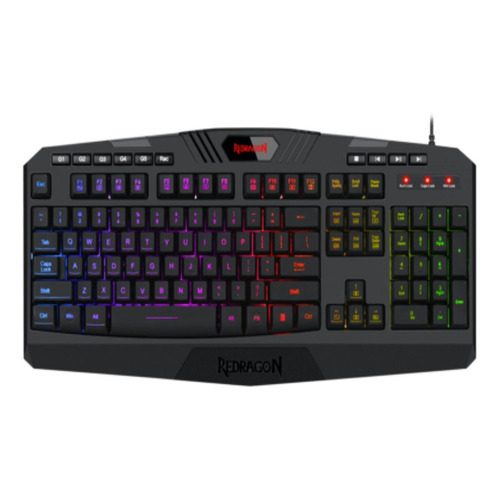 Teclado gamer Redragon Harpe Pro K503A RGB QWERTY inglés US color negro con luz RGB